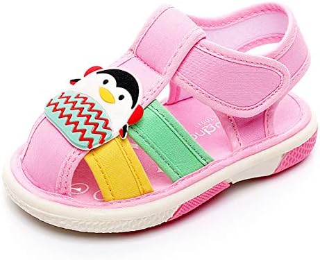 Richea Toddler Cartoon Squeaky Shoes Prewalker Flat Outdoor Anti Skid Sandals(Removable Squeakers)
