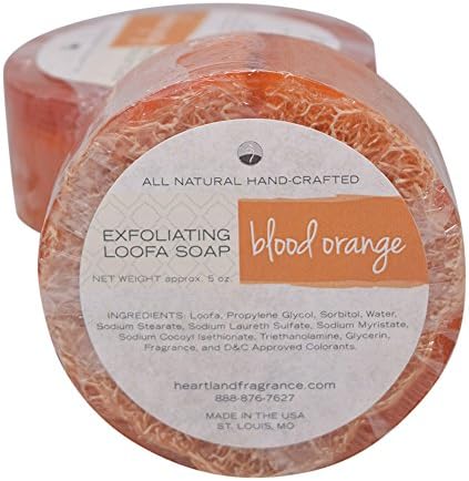 Handmade Exfoliating Loofah Bar Glycerin Soap (5 Oz Each) in Gift Box (Blood Orange)