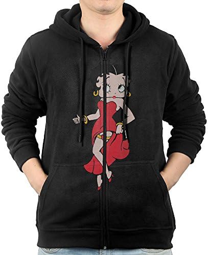 JLJK Men's Black Betty Boop Full Zip Sweatshirt Jackets Black