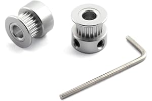 HJ Garden 2pcs 20 Teeth 6.35mm Bore Timing Pulley GT2 Aluminium Alloy Synchronous Wheel for 6mm Width Belt 3D Printer CNC Mechanical Drive Silver