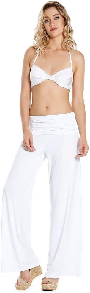calça pantalona branca praia