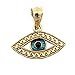 Beauniq 14k Yellow Gold Blue Enamel Diamond Cut Evil Eye Pendant