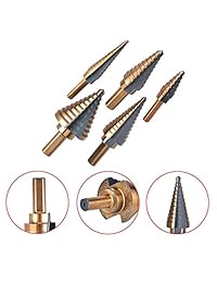 senrob 5 Pcs Paso Juego de brocas con automático Center Punch & Aluminio Caso, alta velocidad, acero Titanio Cobalto Brocas para metal