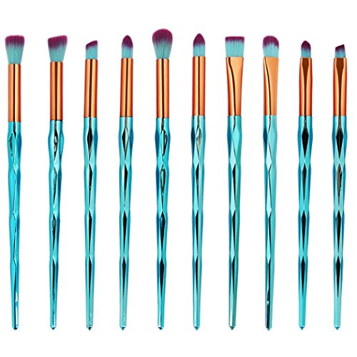 image for Goddessvan 10Pc Mermaid Makeup Brush Set Professional Face Eye Shadow 