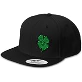 Snapback Hat for Men Flat Bill Left Side Panel Hats Four Leaf Clover Ireland Irish St Patrick's Embroidered Flat Bill Hat