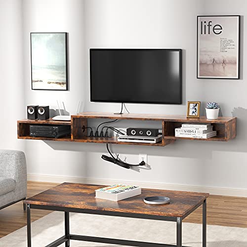 FABATO 70" Floating TV Stand with Power Outlet Wall Mounted Media
