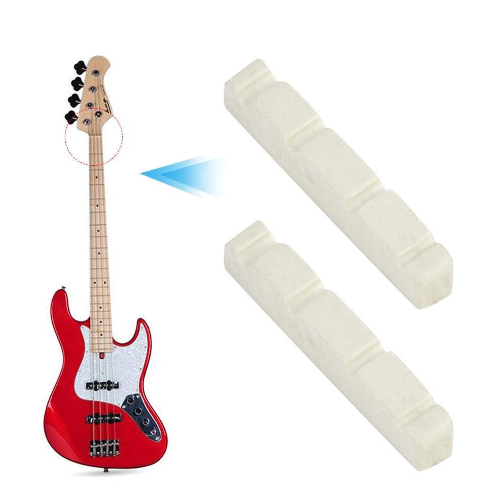 Alomejor 2 Pcs Bass Guitar Nut Plastic Guitar String Bridge Nut for Electric Bass Replacement Parts(44 * 5.8 * 8mm)