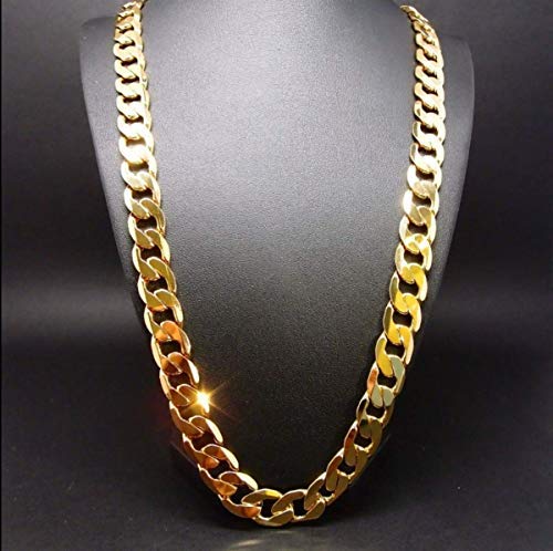 Gold Chain Necklace 9.1Mm 24K Diamond Cut Smooth Cuban Link With A Lifetime Warranty. Usa Made (6412675521607)
