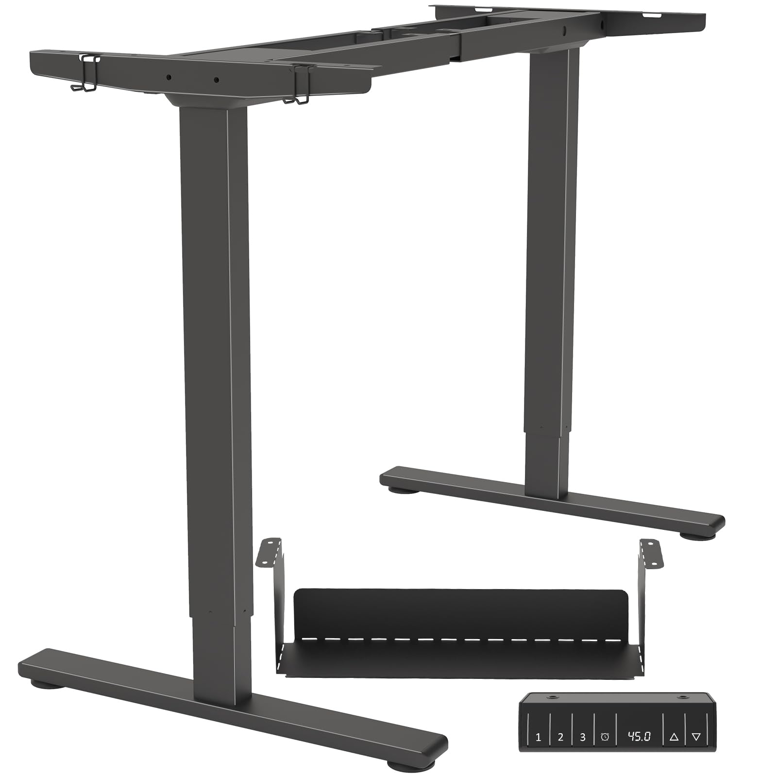 Photo 1 of PrecieuxFoyer Dual Motor Standing Desk Frame, Electric Adjustable Legs with Memory Presets, Stand Up Desk Frame Workstation, with Cable Management Tray, 2pcs Headphone Hook, for Home Office