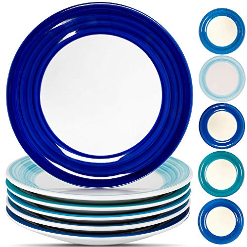 Reomore Dinner Plates Set of 6, 10.4 inch Ceramic Dish Set Microwave