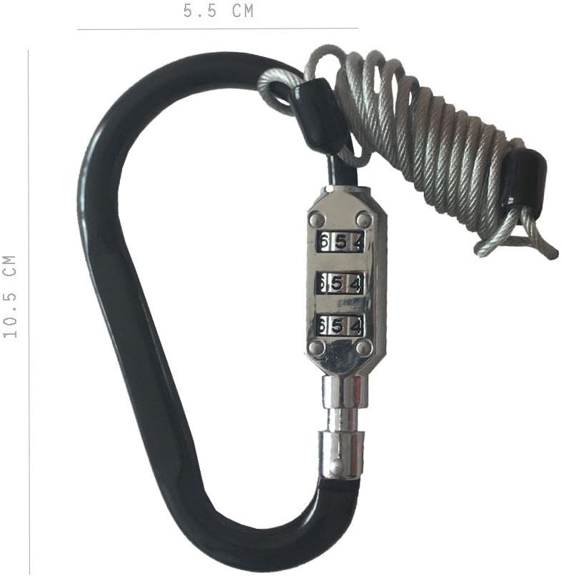 Anchorprise Offer Resettable Aluminum 3 Combination Number Lock w/Extendable Steel Wire Clip for Secure Motorcycles Helmet Travel Luggage Backpack Bicycle Motorbike Security Alloy Black
