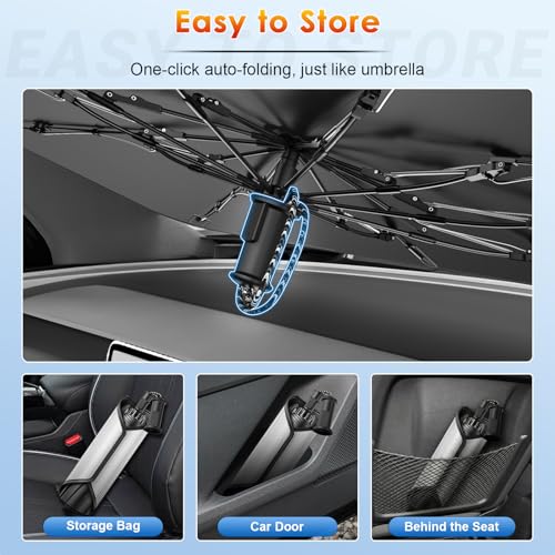 [2026 Upgrade] BSTW Compatible with Benz GLC X254 2023-2026 & GLC X253 2016-2022 Windshield Sunshade, Automatic Folding Sun Shade Drawstring Design Thermal Insulation and UV Protection