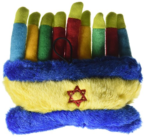 Copa Judaica Chewish Treat Hannukkah Menorah Squeaker Plush Dog Toy, 6 by 5 by 2.5-Inch, Multicolor