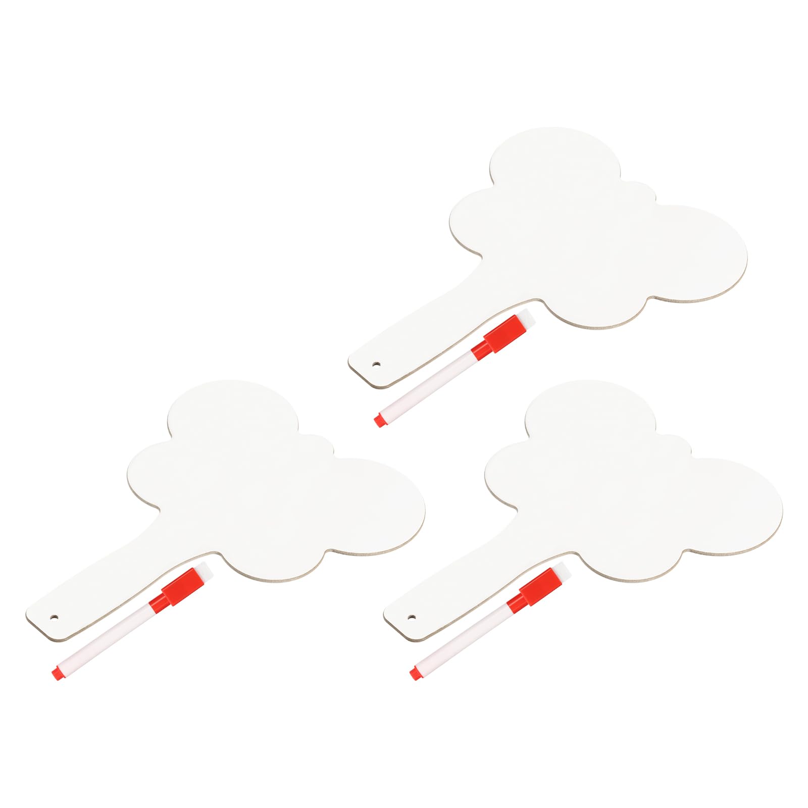 PATIKIL Dry Erase Answer Paddle, 3 Pcs 10" x 8" Double Sided Handheld Whiteboard Wooden Auction Paddles for Writing Practice at Home Office Study White