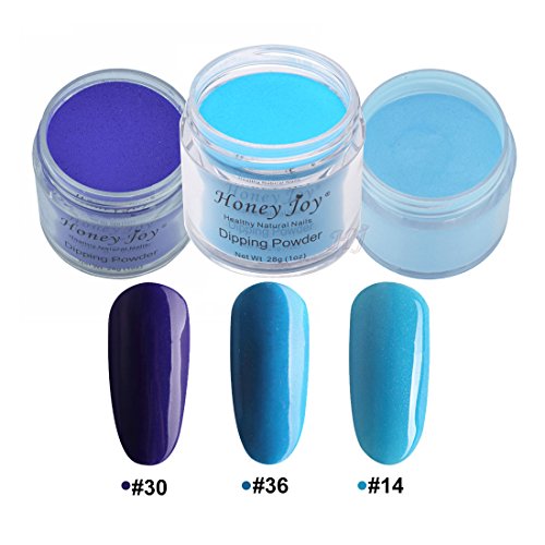 3pcs 28g/Box Blue Colorful Dipping Powder Without Lamp Cure Nails Dip Powder Summer Gel Nail Color Powder Natural Dry (#36-30-14)