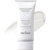 Melixir Airfit Invisible™ Sunscreen SPF 50, Broad Spectrum Korean Rice Sunscreen for Face, Hyaluronic Acid, Moisturizing Daily Protection for Sensitive Skin, No White Cast, Waterproof (1.7fl.oz./50ml) | Korean Rice, Hyaluronic Acid, Broad Spectrum, Sunscreen for Face, Moisturizing, Daily Protection