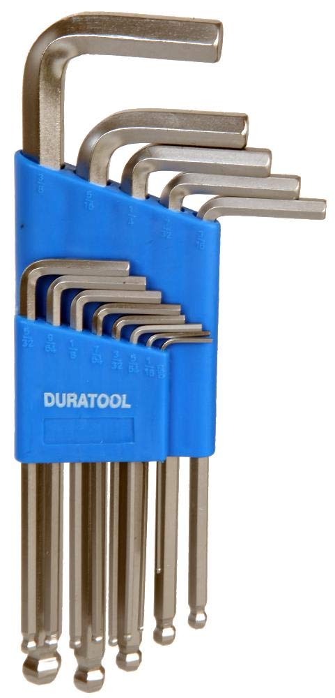 Duratool D00597 Ball-End Imperial Hex Key Set, 13 Piece