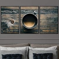 3 Piece Framed Canvas Wall Art Coffee Canvas Prints Home Artwork Decoration for Living Room,Bedroom - 16