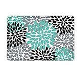 Uphome Dahlia Flower Flannel Microfiber Bathroom Shower Accent Rug - Non-slip Soft Absorbent Bathroom Kitchen Floor Mat Carpet (16 x 24 Inch, Teal,Black,Grey)