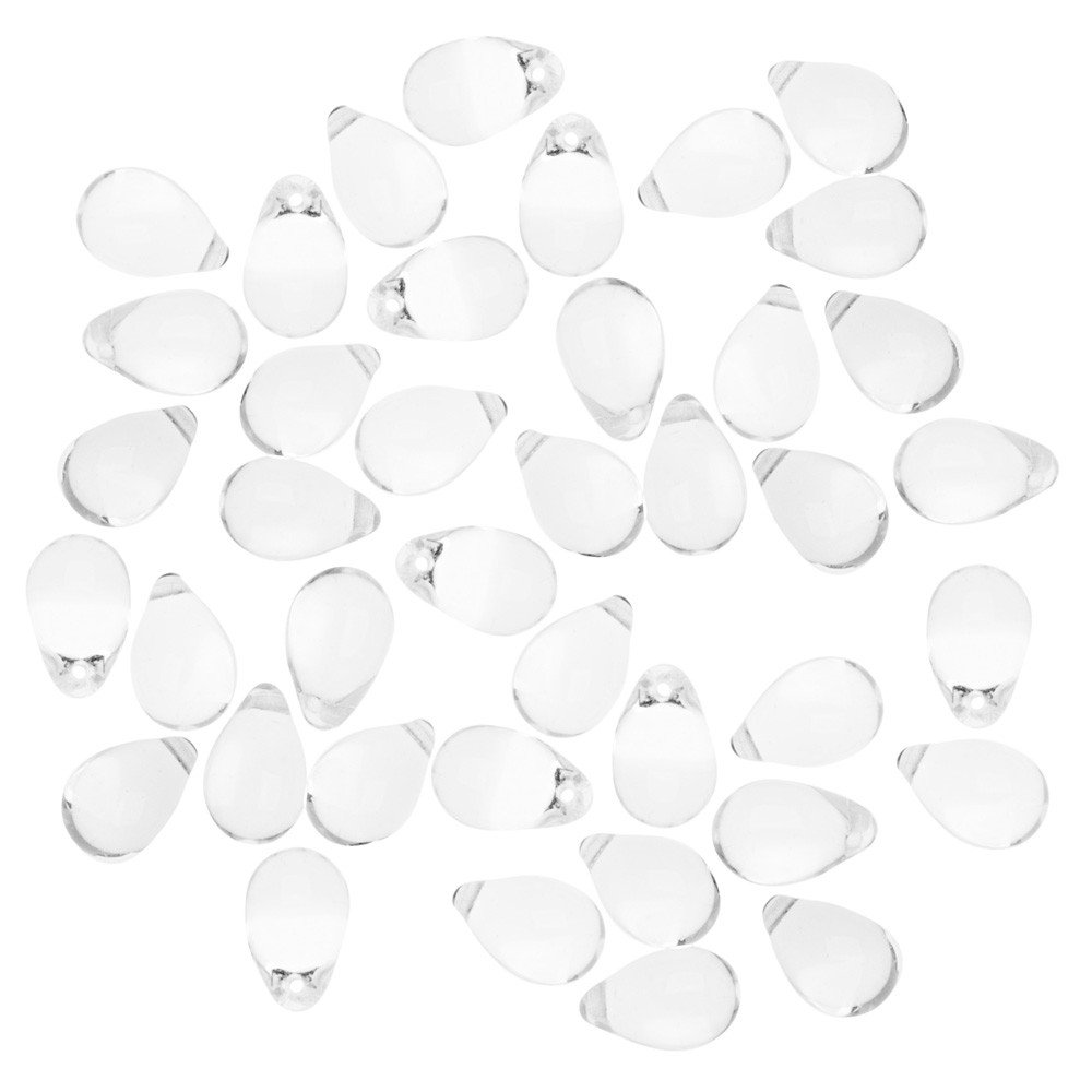 Photo 1 of Czech Glass Beads 9mm Teardrops Crystal Clear (50)
