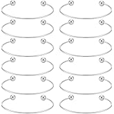 UNICRAFTALE 12Pcs Adjustable Wire Blank Bracelet Stainless Steel Torque Bangles Cuff Bangles with Soldered Round Beads Blank Bracelet for Crafting DIY Jewelry Making