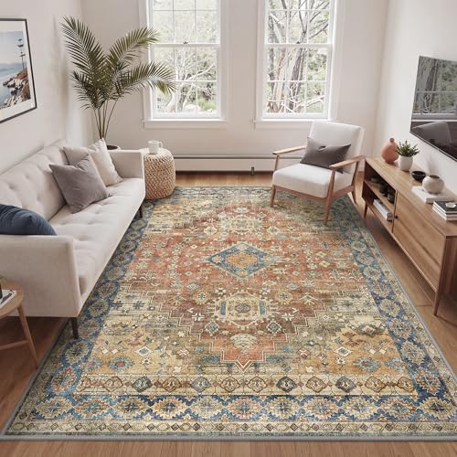 BEIMO Vintage Waschbarer Teppich Wohnzimmer, 200x290cm Rot