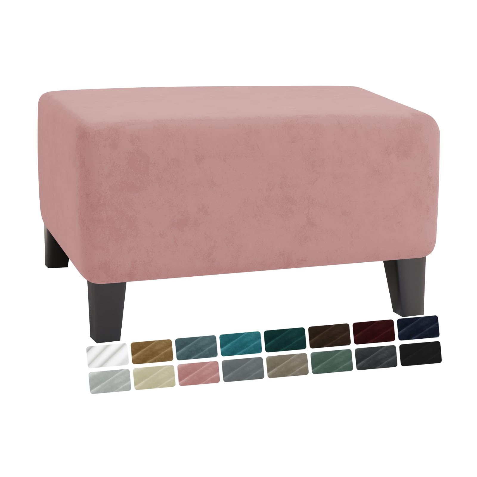Photo 1 of MAXIJIN Velvet Ottoman Cover Rectangular Stretch Square Ottoman Covers Slipcover Rectangle Washable Foot Stool Cover Thick Storage Protector with Elastic Bottom (Ottoman Small, Dusty Pink)