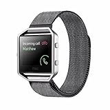 Fitbit Blaze Accessory Band Large X-large, Milanese loop Stainless Steel Bracelet Strap Replacement Band For Fitbit Blaze Smart Fitness Watch (Black)