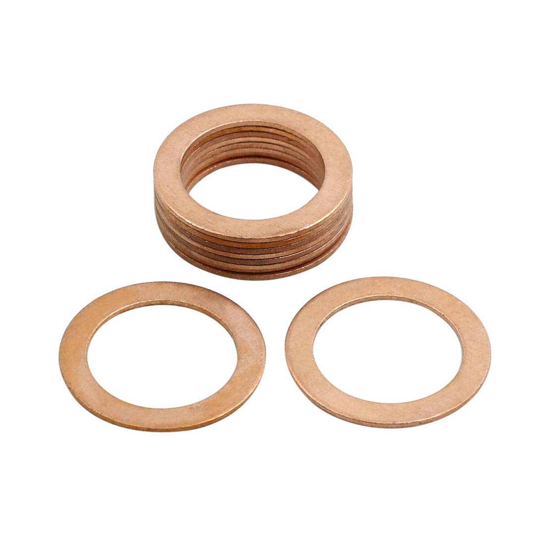 X AUTOHAUX 10 Pcs 20mm Inner Diameter Copper Gasket Flat Sealing Washers Rings