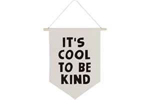 QODUNG Baby Nursery Banner,It's Cool to be Kind,Modern Toddler Kids Room Decor,Neutral Cool Wall Decor,Canvas Hanging Pennant Wall Flag for Boys Bedroom Playroom Kidsroom