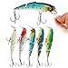 YONGZHI Fishing Lures Multi-Jointed Wobbler Crankbait Minnow and Popper VIB Top-Water Lure with Treble Hooks for Bass Trout Walleye Freshwater Saltwater Swimbaits