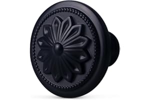 Xlroaafs Kitchen Cabinet Knobs, 10 Pack Matte Black Zinc Alloy, 1-2/5'' Round Handles for Cabinets and Drawers Dresser, Included Screws