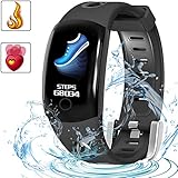 Fitness Tracker Waterproof Activity Monitors - LUXSURE Watch Bracelet Heart Rate Sleep Health Tracker Step Counter Notification Alerts Smart Wristband for IOS/Android Smartphones (Fashion Black)