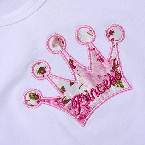 Sweet Newborn Baby Girls Crown Romper+Floral Ruffles Shorts Outfits Clothes Set (L(12-18M))
