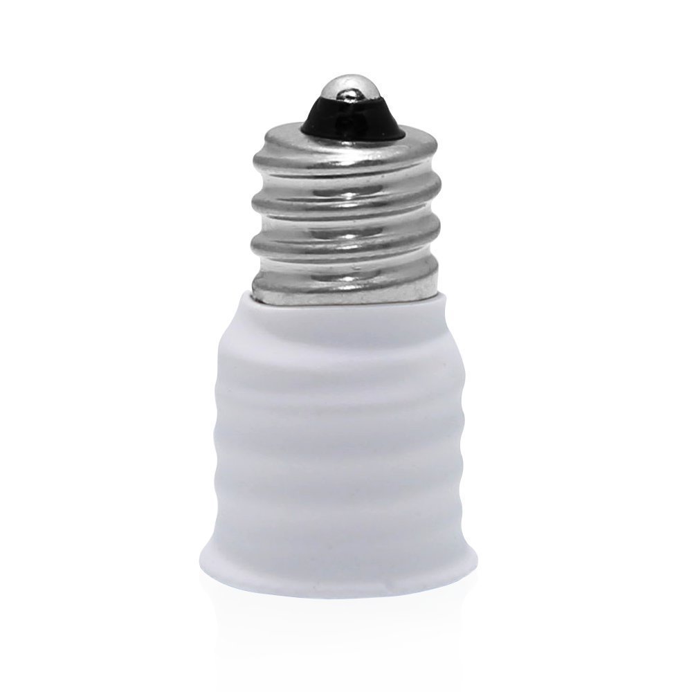 Photo 1 of (2pcs) E12 to E14 Adapter Converter, Candelabra Screw (E12) to Small Edison European Screw (E14) Socket Reducer (White)