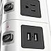 TNP Power Strip with USB Surge Protector - 6 AC Outlet + 4 USB Port Charger Charging Station Power Supply Adapter Multi Socket Plug Powerstrips Bar Stand Tower, Individual Switch, 6FT Extension Cord