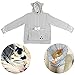 Nituyy VincentDeep Unisex Cat Ear Big Kangaroo Pouch Hoodie Long Sleeve Pet Cat Dog Holder Carrier Sweatshirt (Grey, XXXL)