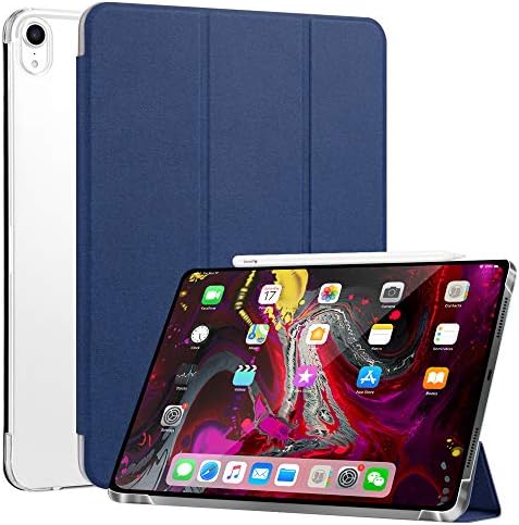 ZHISIHUI Case for iPad Pro 11 Inch 2018 (Support Apple Pencil Magnetic Charging), Ultra Slim Lightweight Trifold Stand Smart Case with Translucent Frosted Back Cover, Auto Wake/Sleep, Blue