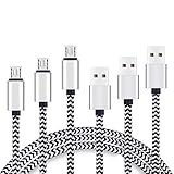 USB Cable Micro USB Cable 3Pack 3ft 6ft 10ft by Ailun High Speed 2.0 USB A Male to Micro USB Sync Charging Nylon Braided Cable for Smartphone Tablets Various Lengths Silver and Blackwhite