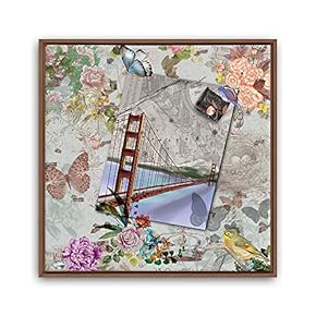 Framed Canvas Wall Art Retro Flowers and Birds Canvas Prints Home Artwork Decoration for Living Room,Bedroom - 16x16 inches