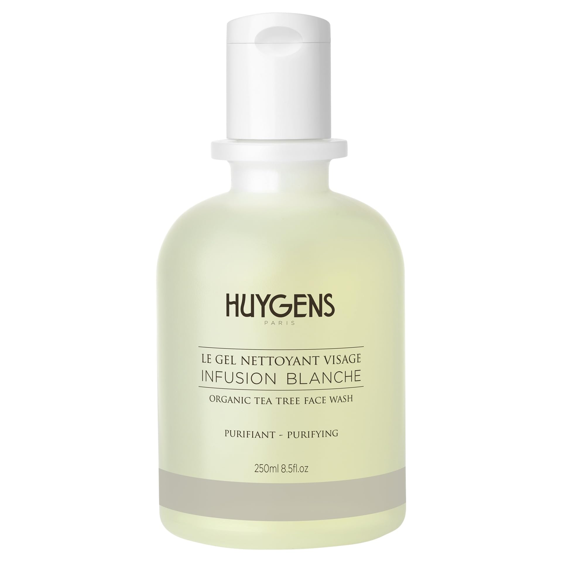 HUYGENS Infusion Blanche Face Wash – Purifying & Non-Drying Facial Cleansing Gel with Tea Tree & Witch Hazel – Certified Organic, 99% Natural, Made in France – 250 ml