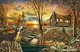 REAL TREE COTTON FABRIC BY SYKEL-REAL TREE CABIN PANEL-SOLD BY THE PANEL