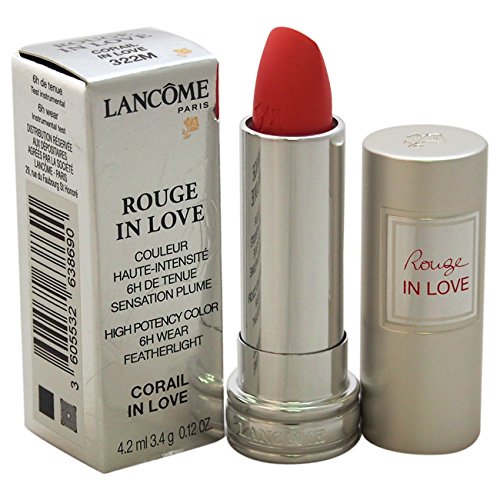 Lancome Rouge In Love High Potency Color Lipstick, # 322M Corail In Love, 0.12 Ounce