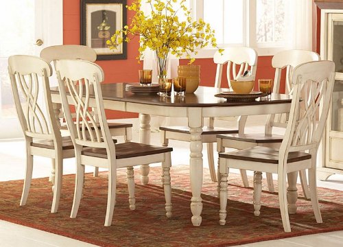 Homelegance Ohana 7 Piece Dining Table Set in White/Warm 