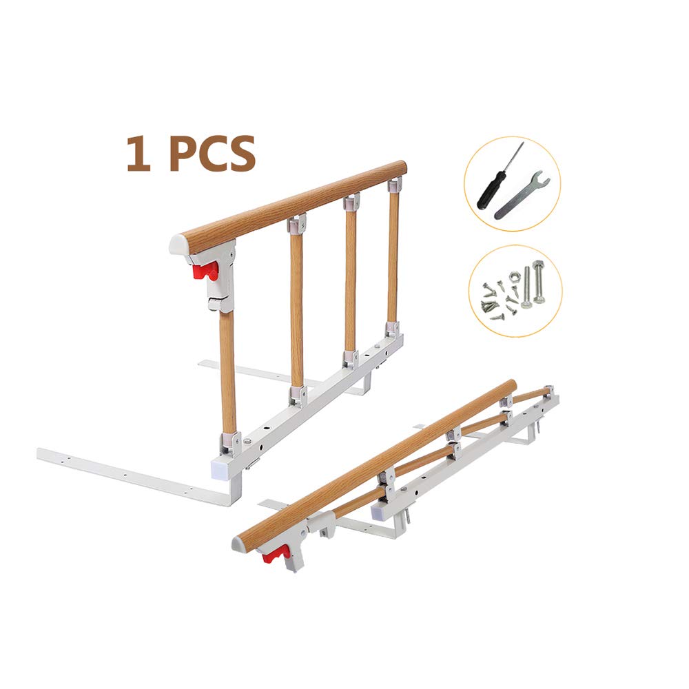 Bed Rails for Elderly Adults Grab Bar Bed Hand Rails Assist Rail Handle Fold Down Medical Hospital Sides Rails Guard Home Care Handicap Safety Assistance Devices (18 inch H)