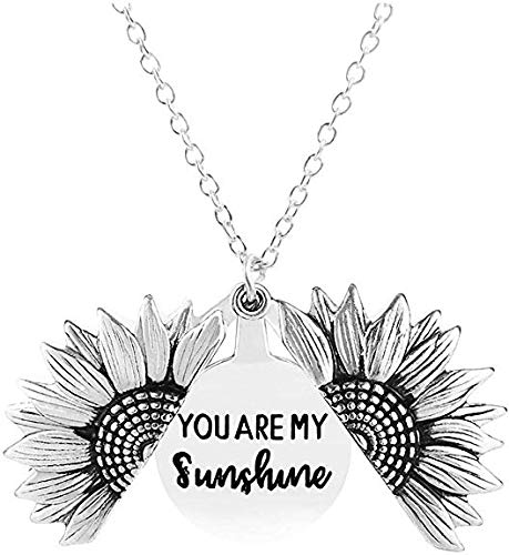 Senteria Mum Gift,Sunflower Locket Necklace You are My Sunshine Engraved Chain Necklace for Women Girls with Nice Gift Box Mtohers Day Gift for Mum
