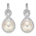 EleQueen 925 Sterling Silver CZ AAA Button Cream Freshwater Cultured Pearl Infinity Bridal Jewelry