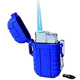 Outdoor Torch Lighter with Lock, refillable Butane Lighter, Waterproof and Windproof Lighter, Adjustable Jet Flame Lighter, F