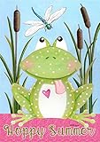 Welcome to My Pad Summer Garden Flag Frog Dragonfly 12.5