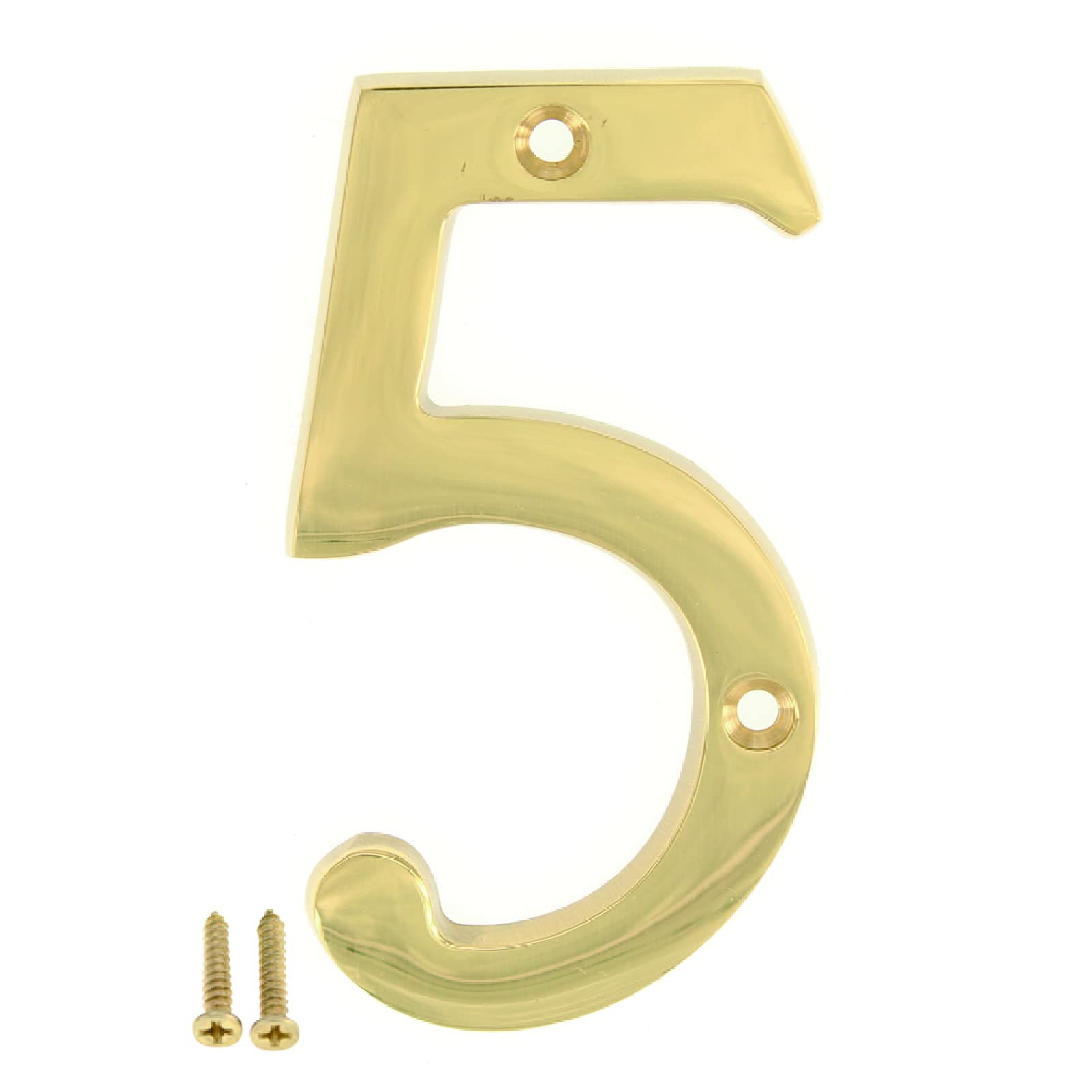 ZW Hardware A300 4 Inch(100mm) Bright Brass House Number 5